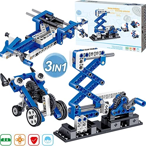 STEM Mechanics Gears Construction Kit - 3-in-1 173 pcs for ages 6+