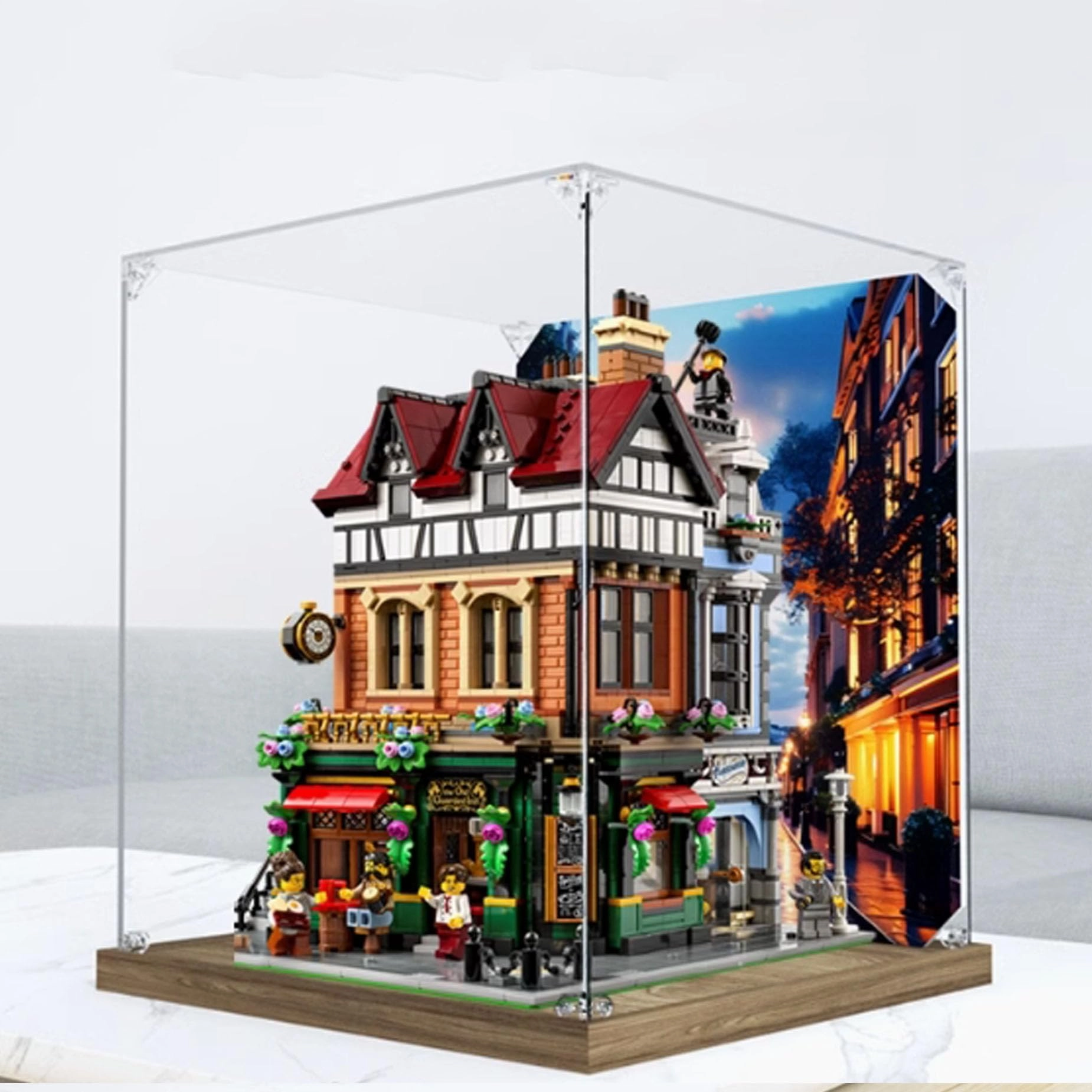 PHOVKFR Acrylic Display Box for LEGO 10350 English Corner Building Model