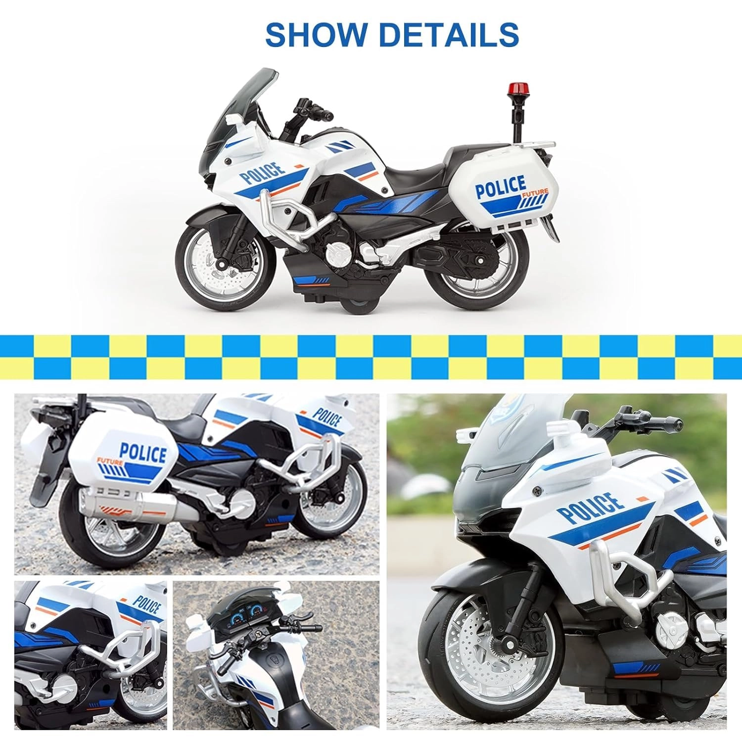 Police Motorcycle Toy - 1pcs