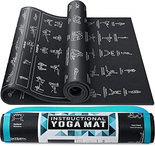 Grand Basics Instructional Yoga Mat - PVC 1/4” Thick