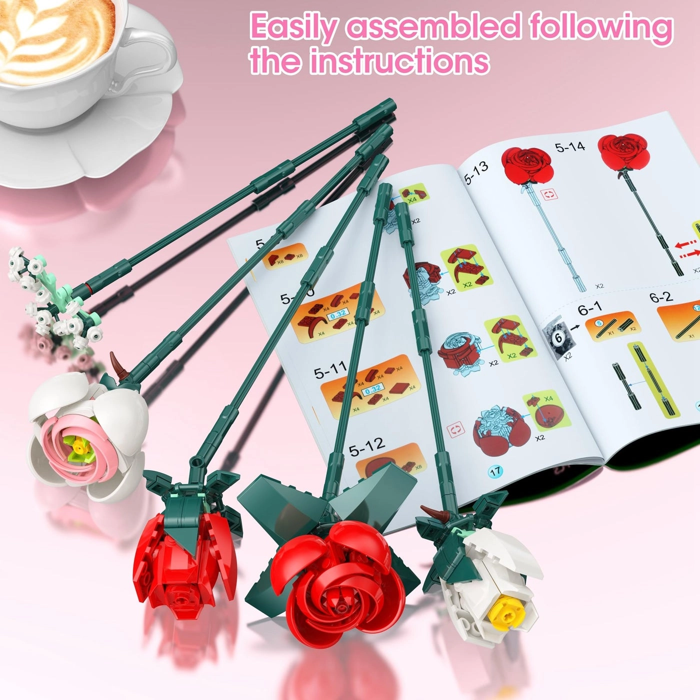 Roses Building Set - Flower Bouquet with Vase