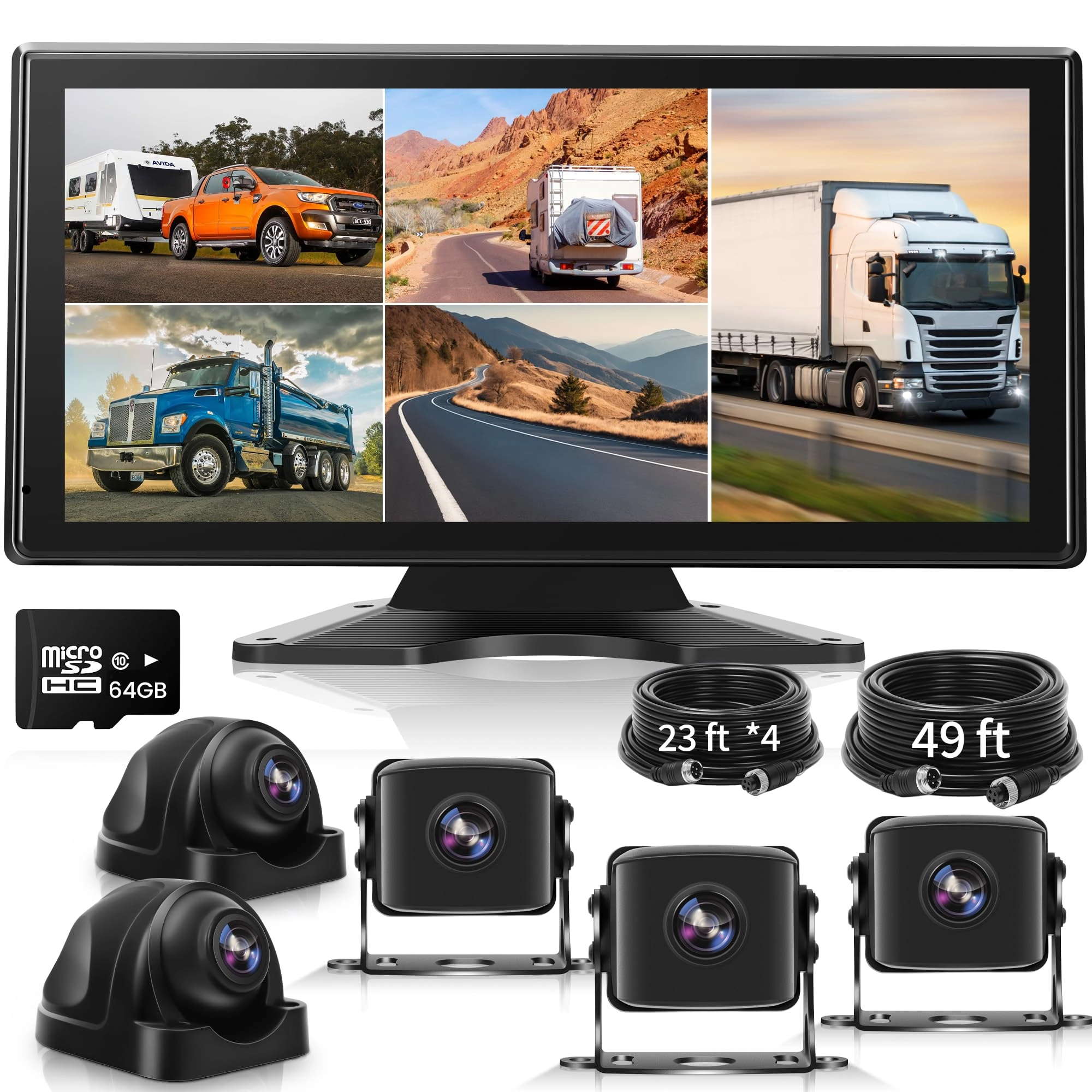 Xrizuo 5 Channel 1080p Backup Camera System - Night Vision Wired