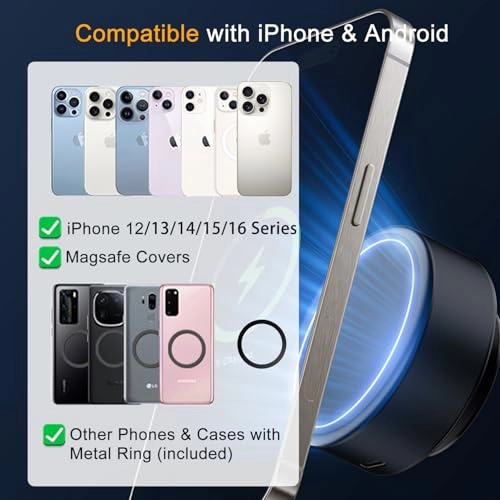 15W Car Electric Suction Cup Magnetic Wireless Charger Phone Holder
