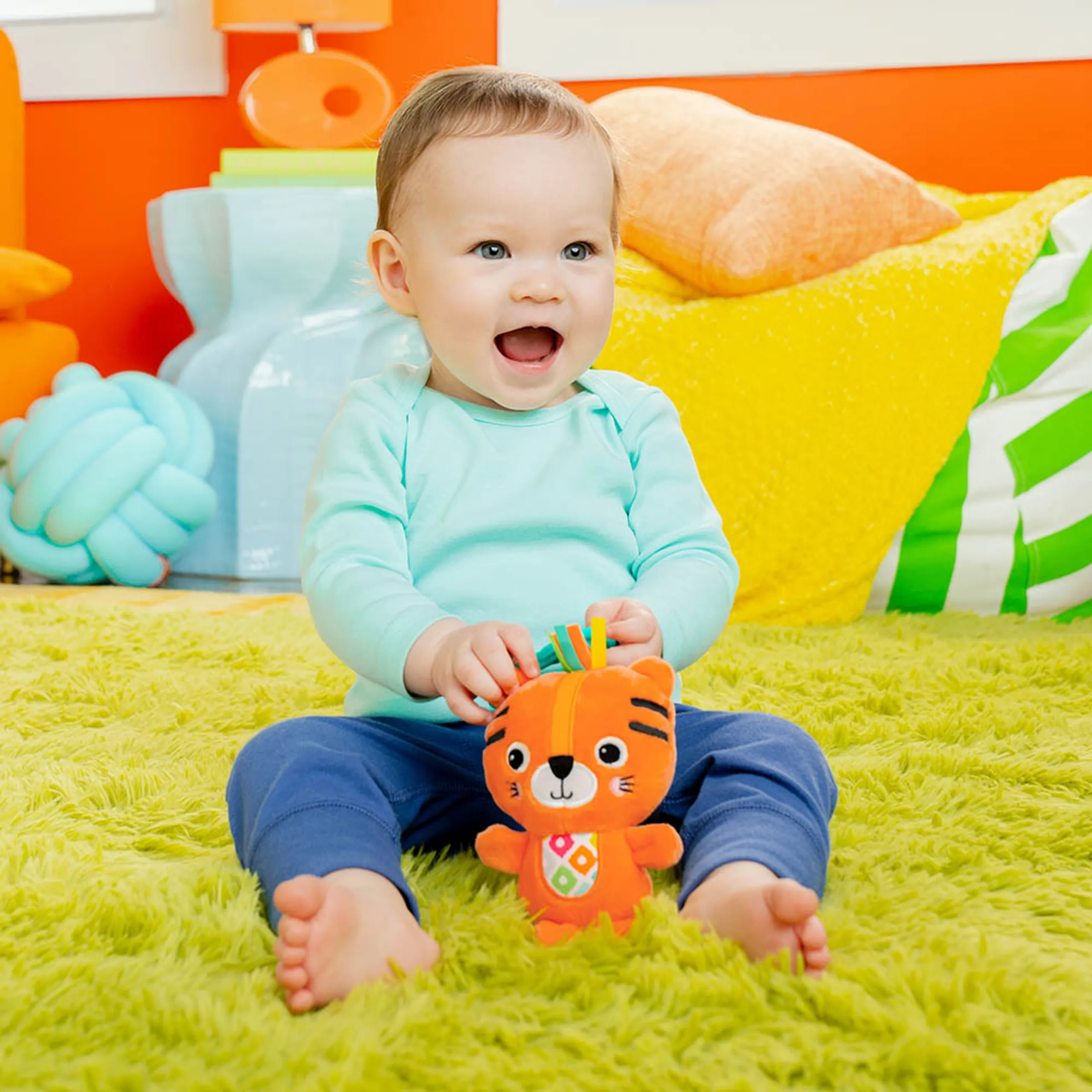 Jingle Joy Reach & Rattle Toy - 0 month(s) soft mixed materials Tiger