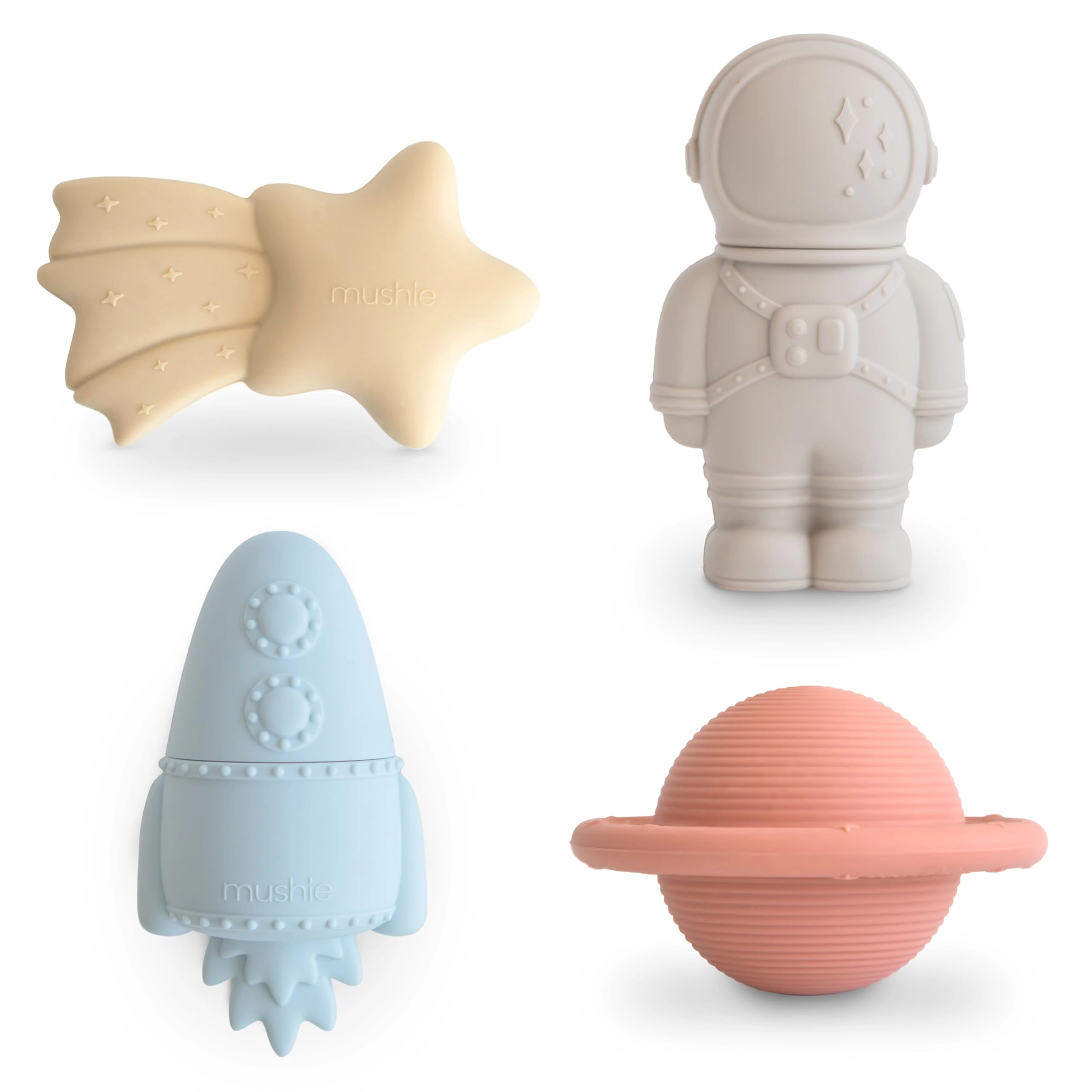 mushie Space Bath Play Set - Pack of 4 100% Food Grade Silicone