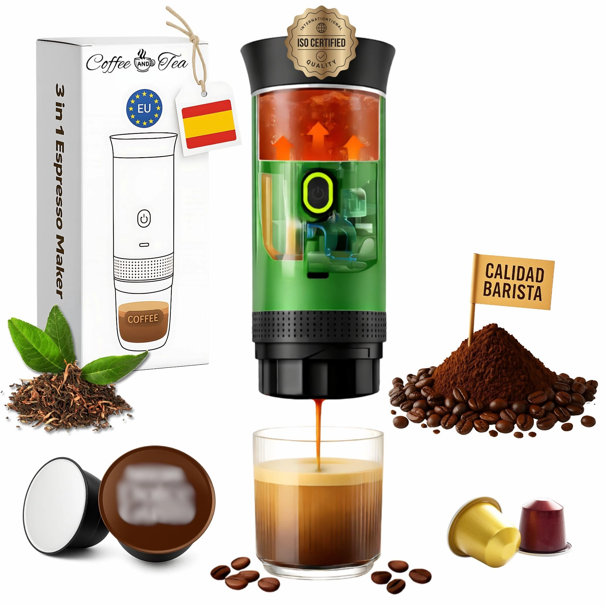 Portable Capsules Coffee Maker - 6 Centiliters Capsule, Ground