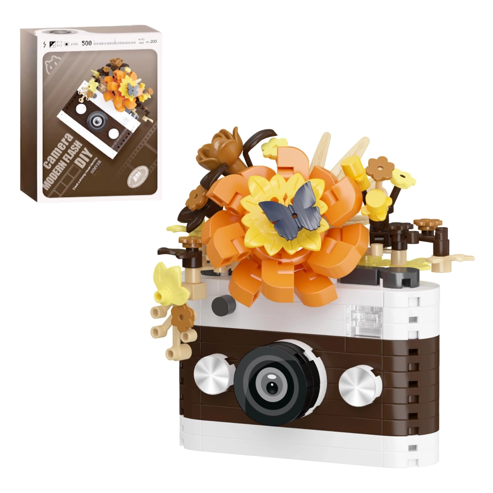 WULOBOOI Orange Flowers Camera Building Sets (7442)