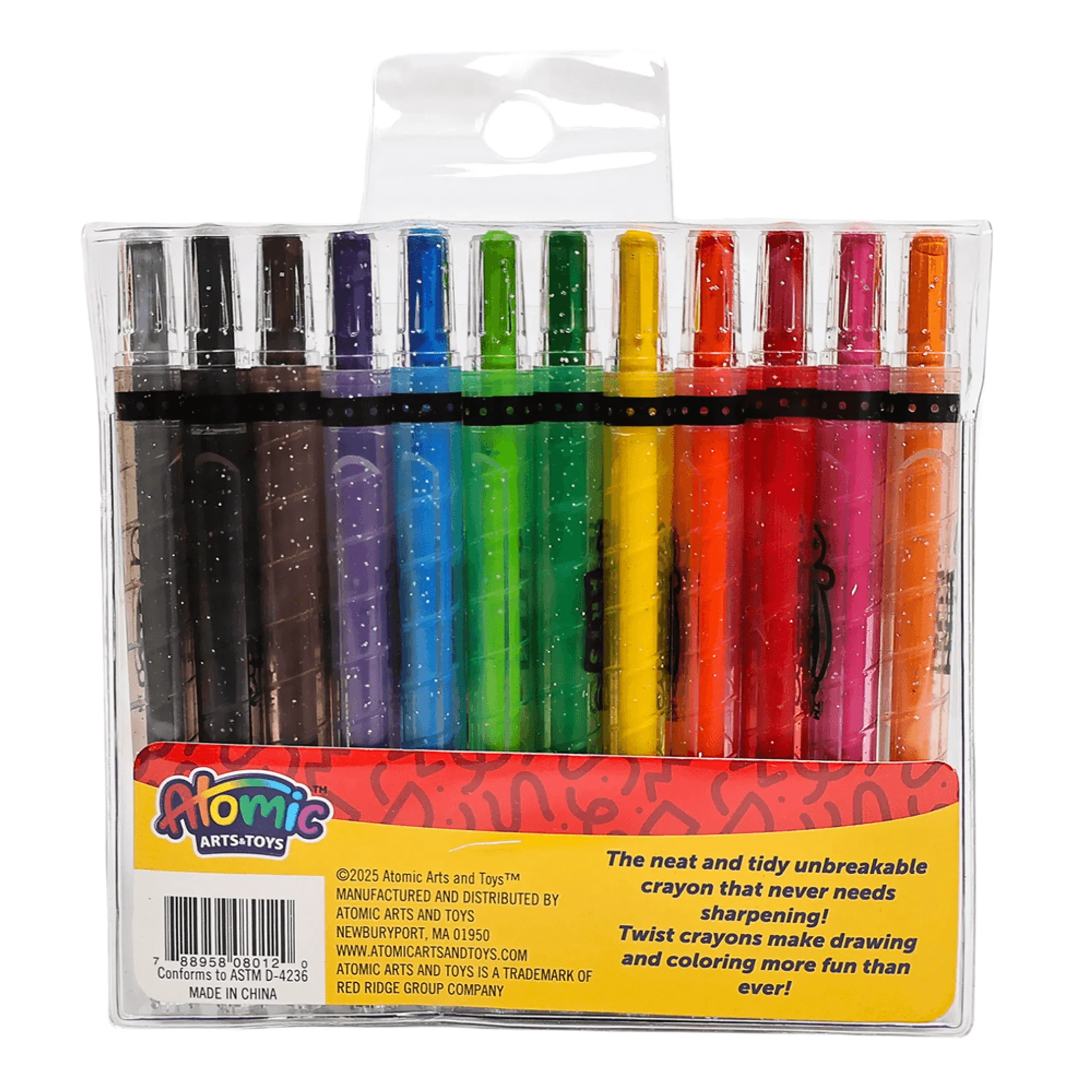 Atomic Arts Twist Crayons - 12 Pcs