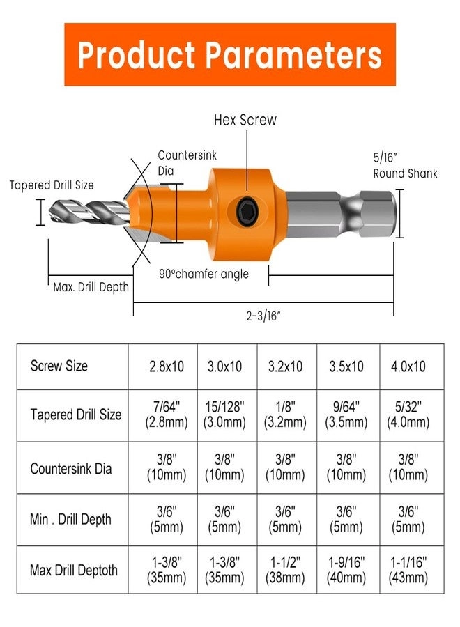 Countersink Drill Bit Set - 11Pcs 8mm