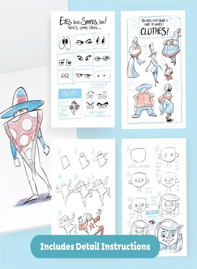 Drawing Inspiration - 50 page Guided Sketchbook 1 x dual-tip fine liner pen 1 x 2B artist's pencil
