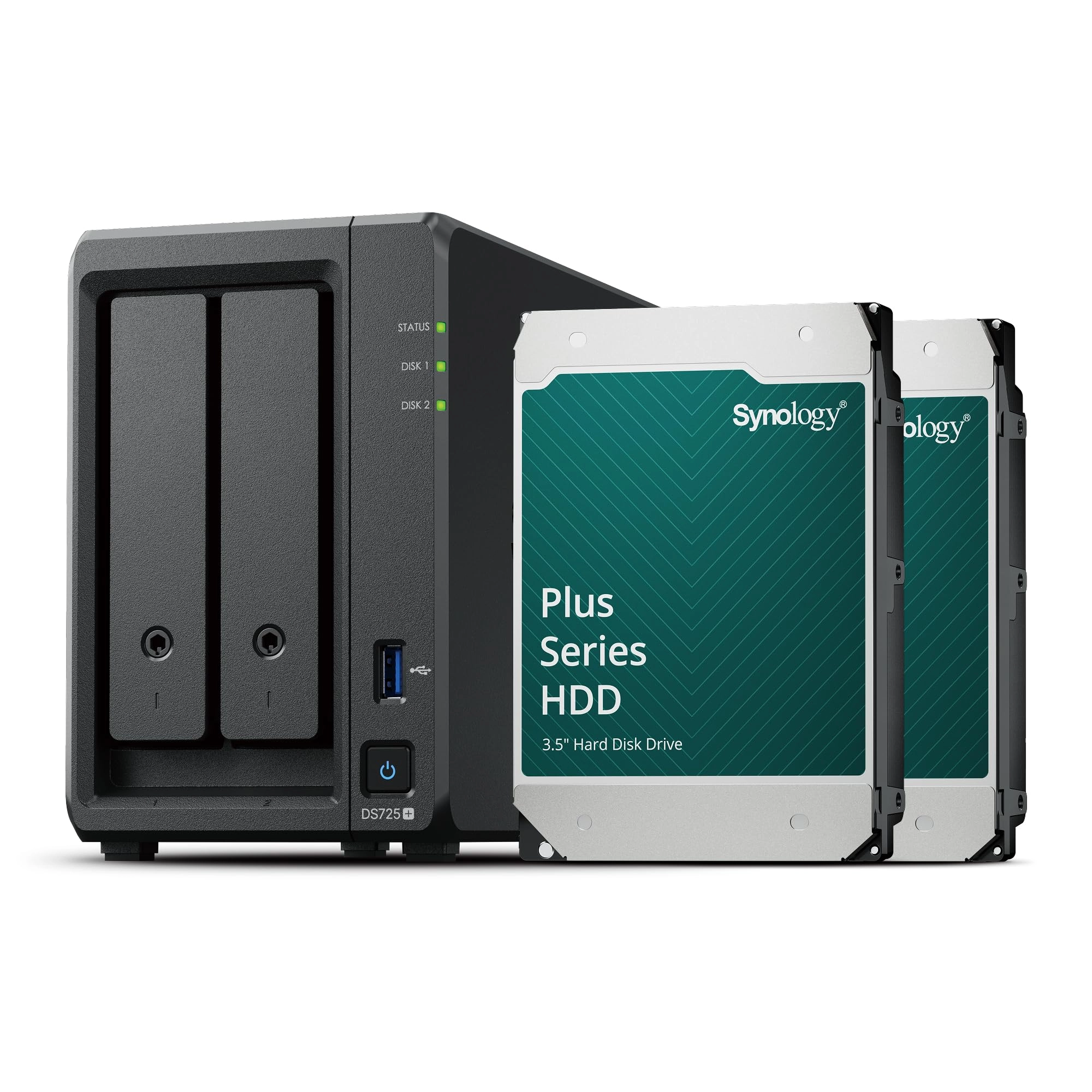 Synology DS725+ + HAT3300-4T 2-Bay 8TB - 8TB Bundle with 2X HAT3300-4T
