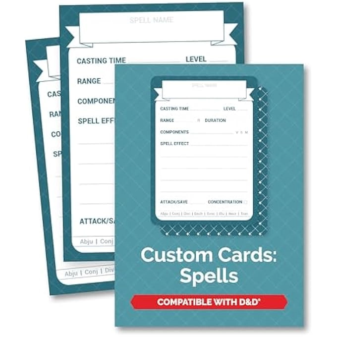 Roll & Play Press Fill-in Custom Cards - 50 DnD 5E Compatible 350gsm