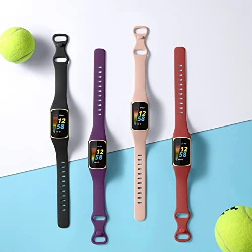 Soft Silicone Slim Watch Band for Fitbit Charge 5/Charge 6 - Black/Slate/Navy Blue/Pine Green