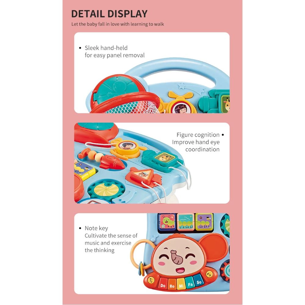 3-In-1 Baby Walker Rotating Chair & Table Playset - Pink Suitable for 6 months and above