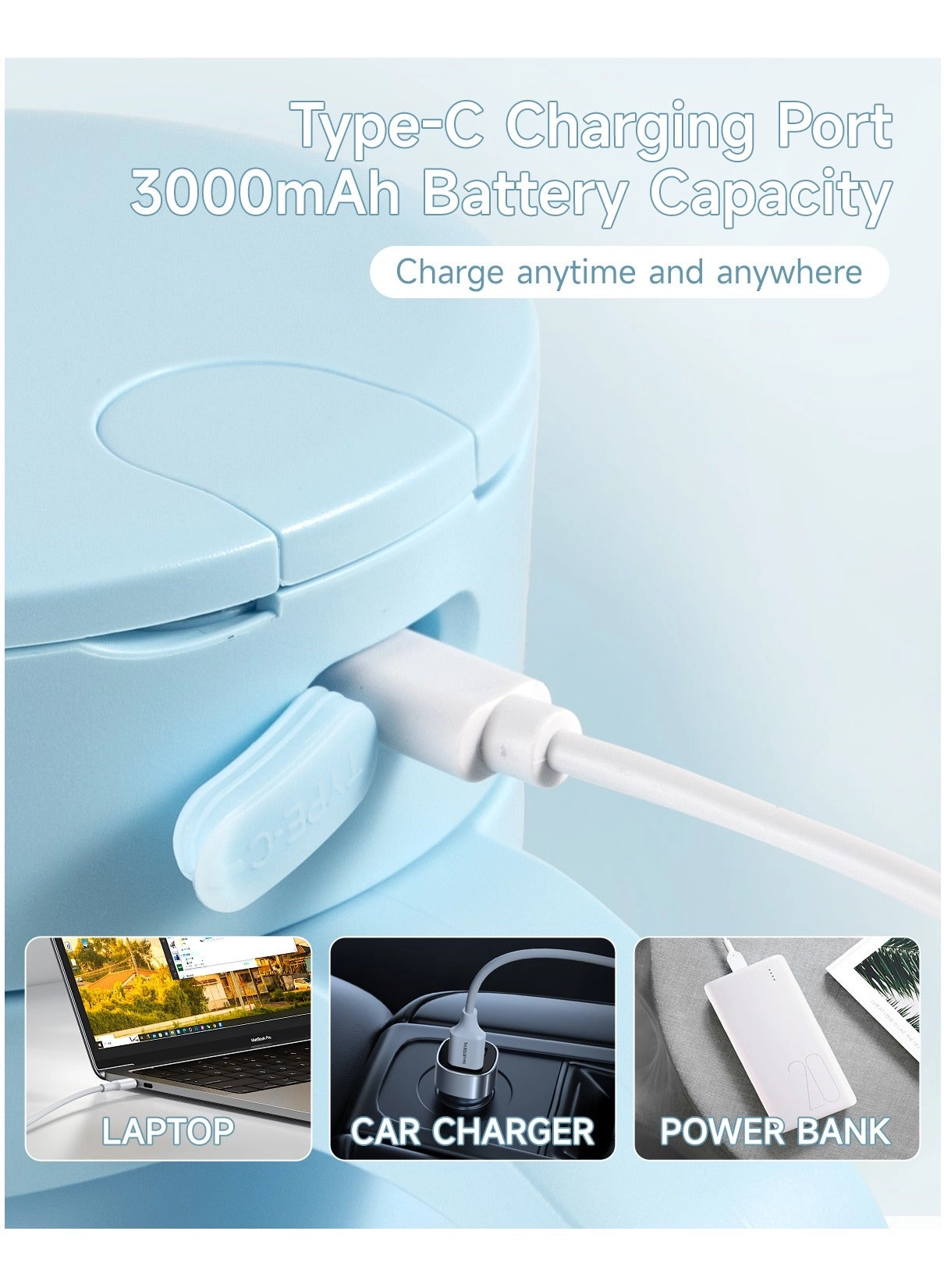 JB01-Blue - Cordless Type-C Charging IPX7 Waterproof