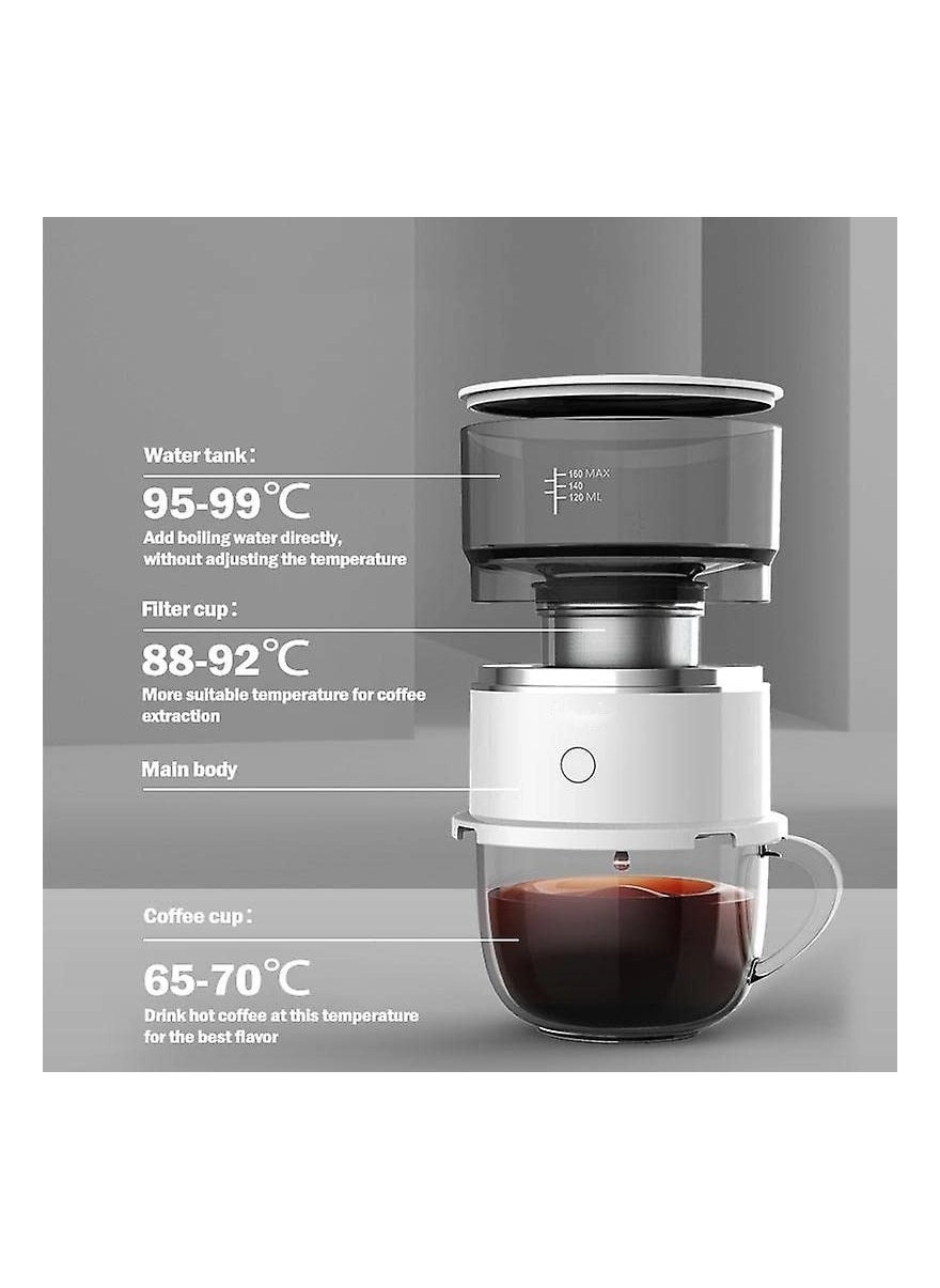 One-Touch Pour Over Coffee Maker - Portable Stainless Steel Reusable Filter