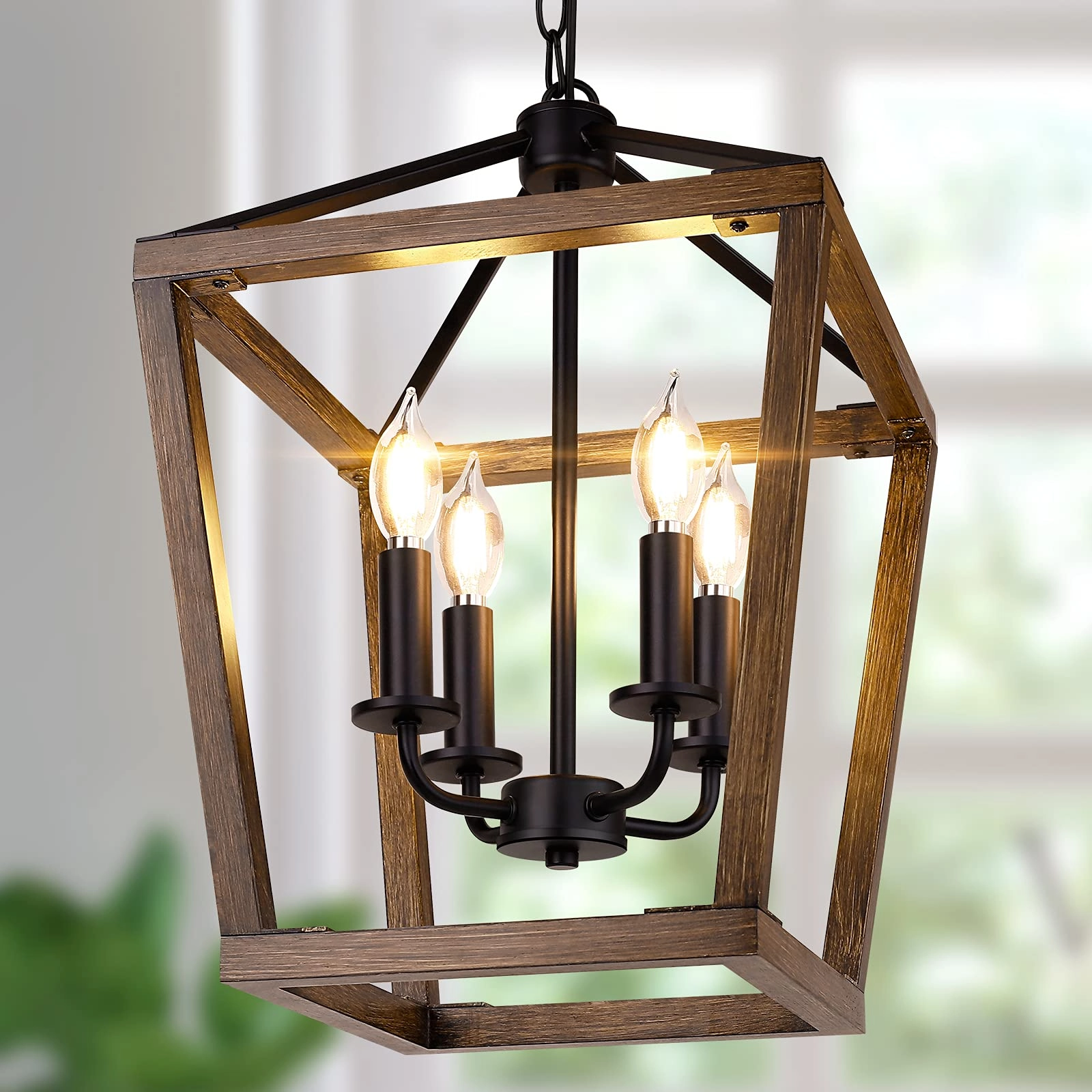 BrightHome Farmhouse 4-Light Chandelier - Dimmable