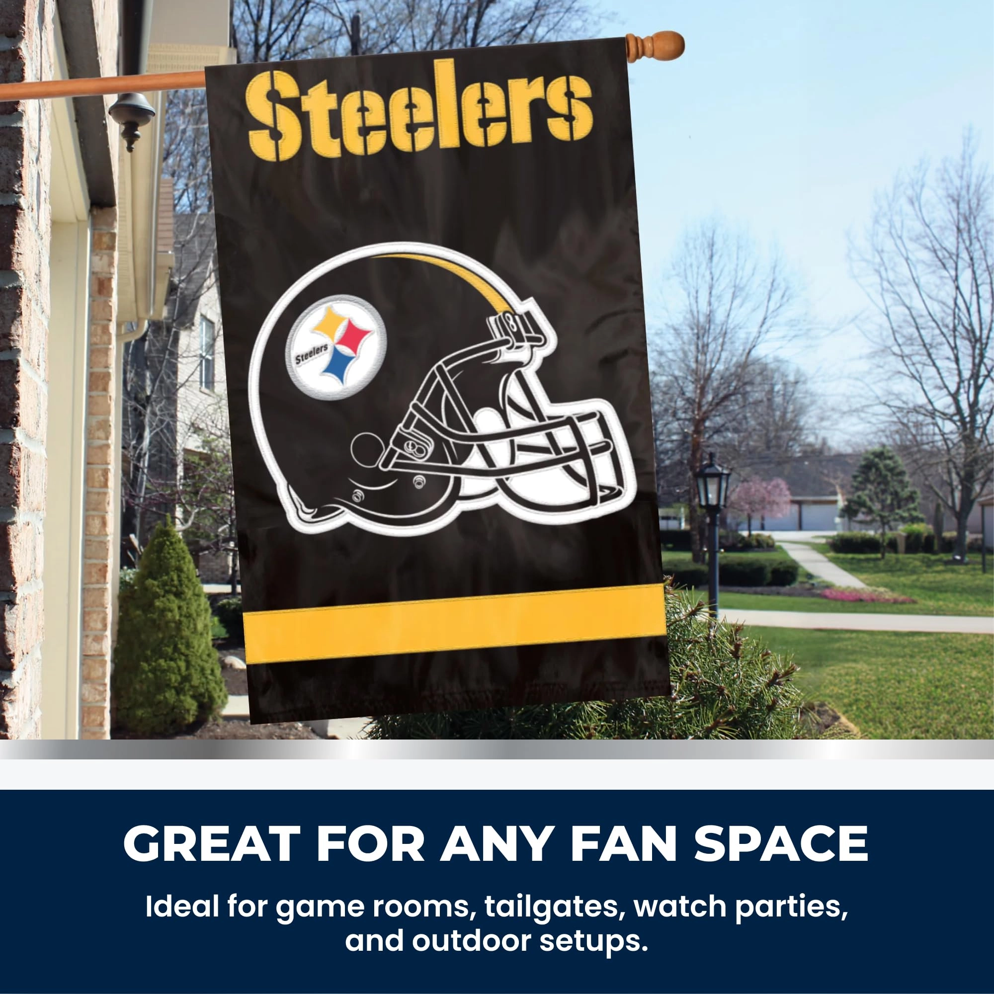 Pittsburgh Steelers Applique Banner Flag - 1 Game Day, Outdoor Events, Sports & Tailgating