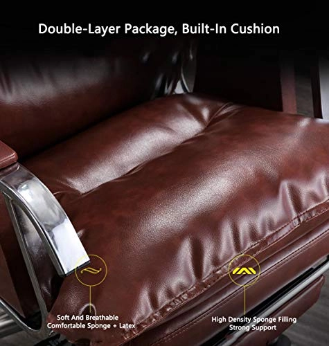 Desk Chair - PU Leather Brown High Back