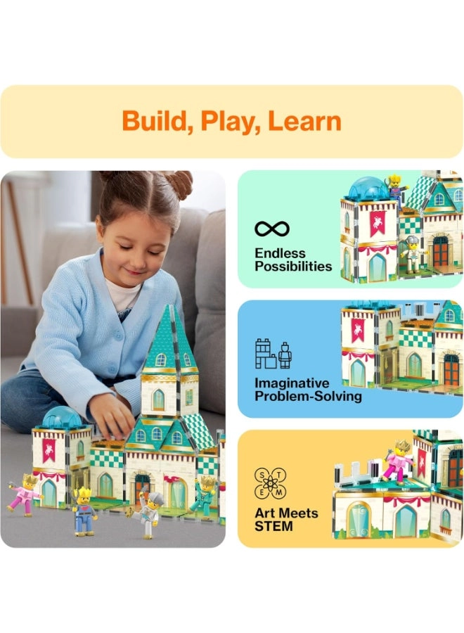 Magnetic Tiles Medieval Castle Theme - 8 Characters 70 pcs