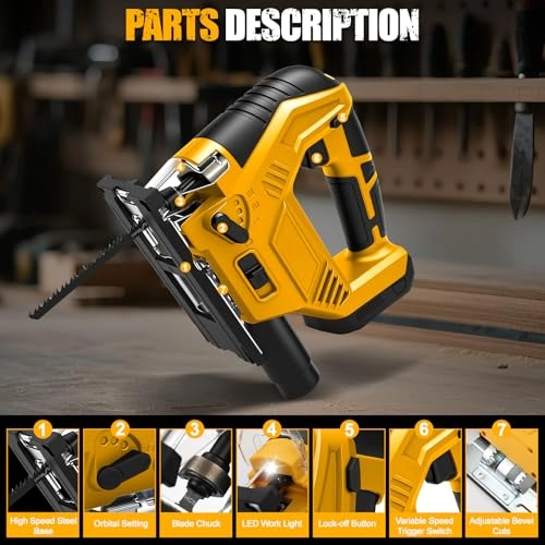 Cordless Jigsaw - 20V 45° Bevel 6-Speed