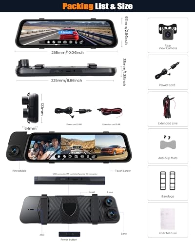 9.66 Inch Mirror Dash Cam - 1080P