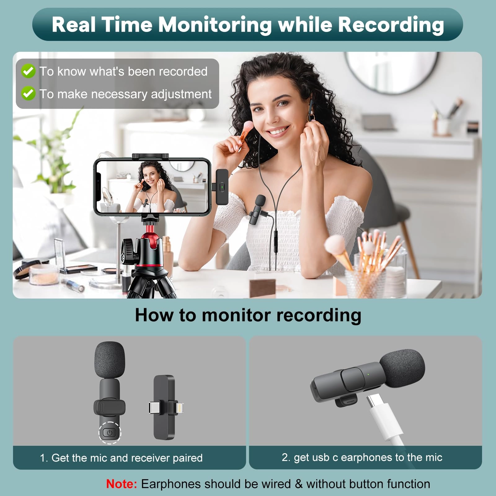 Wireless Microphone - 2 Clip on Microphones(Pink)