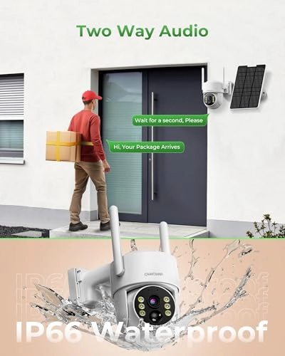 PTZ Outdoor Solar Security Camera + NVR Monitor - 4 Pack 10CH 4MP