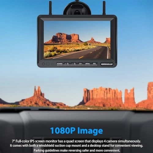 Digital Wireless 2 Backup Camera System - Night vision Wireless + 7’’ DVR Split Monitor - 7 Inches Touch Button