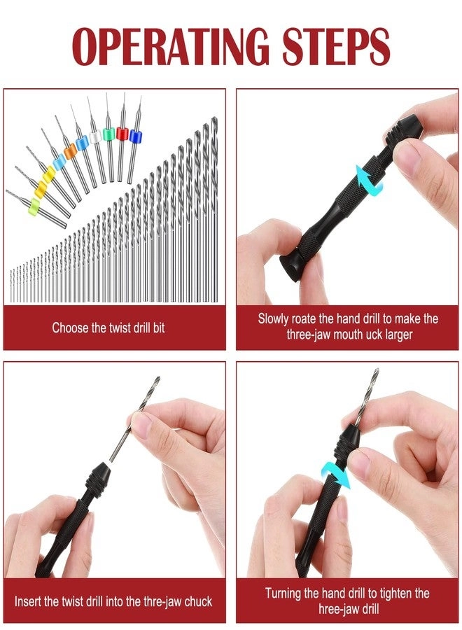 Hand Drill Bits Set - 95 Pieces + Pin Vise - 1 + Micro Twist and PCB Mini Drill Bits - 94 Pieces