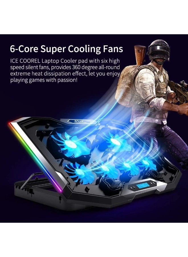 ICE COOREL Gaming Laptop Cooling Pad - 6 Fans 15-17.3 Inch