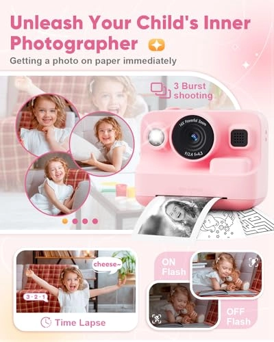 Kids Camera Instant Print - 12MP 1080P 2.4" Screen