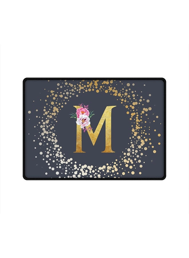 Custom Monogram Initial Letter Floral Pattern Alphabet Cloth Gaming Mouse Pad - 35x25 cm