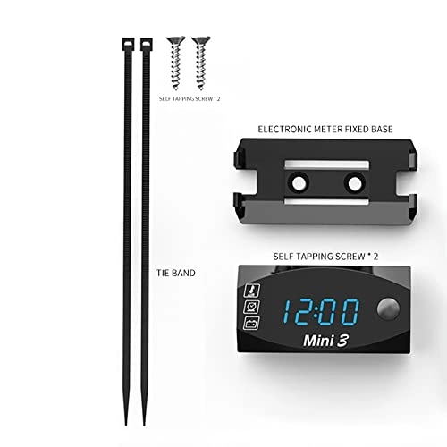 3 in 1 Digital Time Clock + Thermometer + Voltage Voltmeter - DC 6V-30V IP67 Waterproof