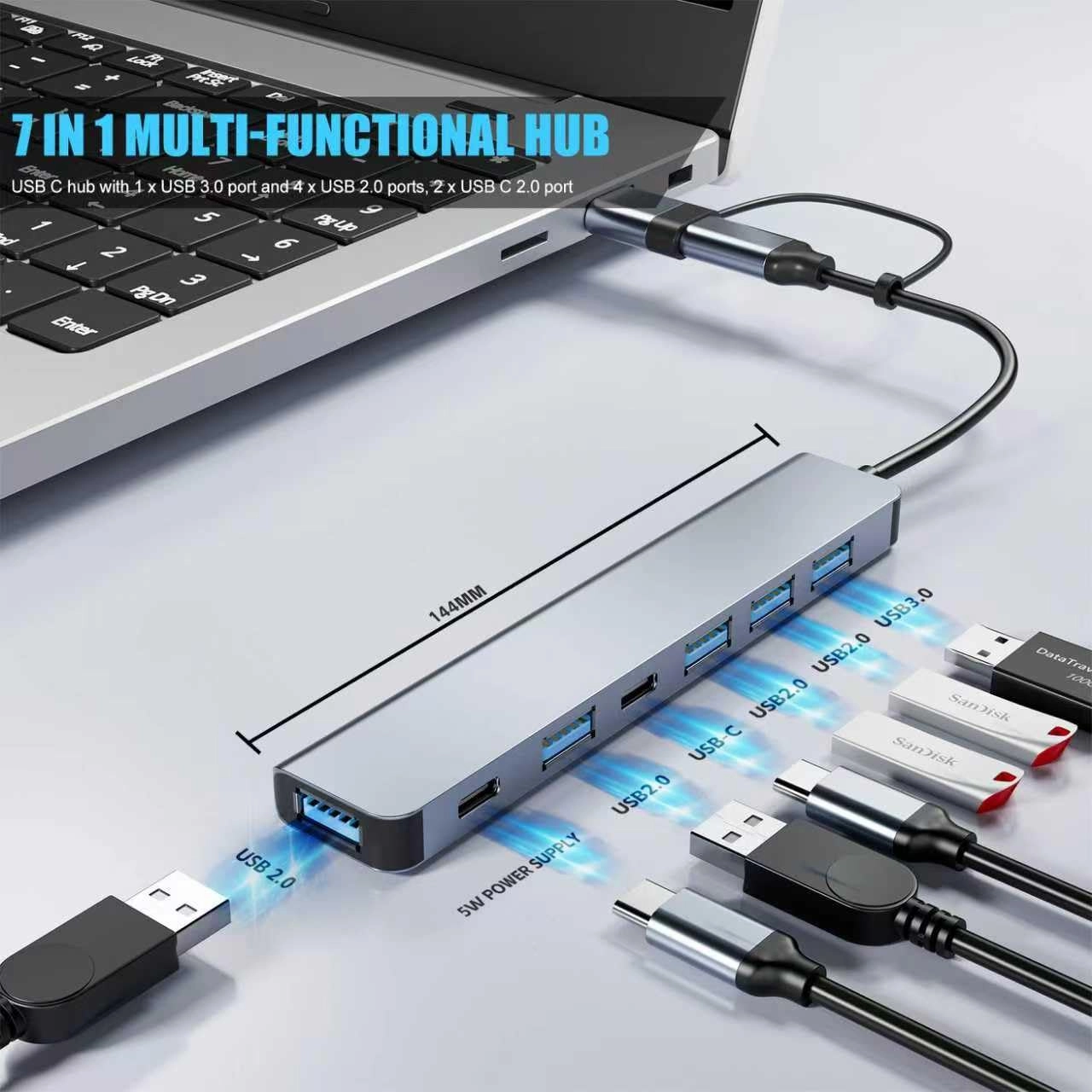 7 in 1 USB C & USB Hub - USB 3.0 USB 2.0 Ports