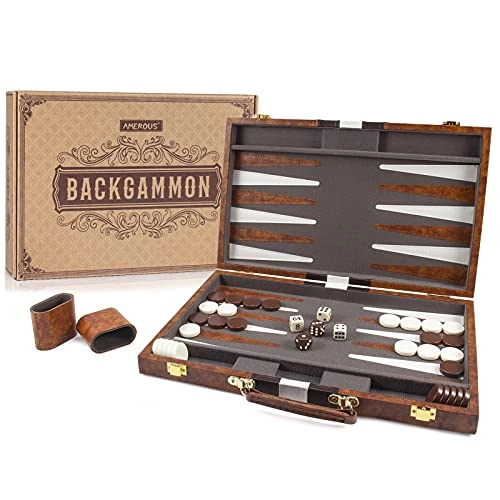 Backgammon Set - Brown Faux Leather