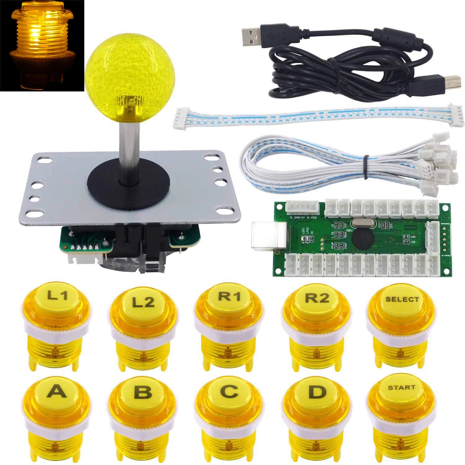 SJ@JX Arcade Stick DIY Kit - yellow
