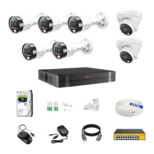 IP illumax 8 CH AI NVR + 4MP 2 Dome 5 Bullet IP Cameras + 2 TB HDD + 8+2 POE Switch + CAT 6 Cable