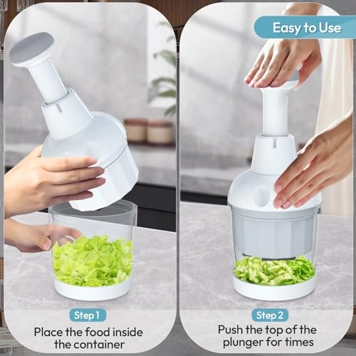 Food Chopper - Handheld Dishwasher-safe Pure White