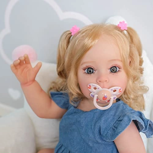 Reborn Baby Doll - 22inch 55cm Vinyl Silicone Girl Long Hair Ages 3+