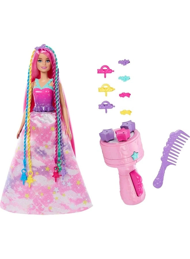Barbie Dreamtopia Fantasy Braid Twist N Style Rainbow Hair Doll Playset - Twisting Tool Styling Accessories Ages 3+