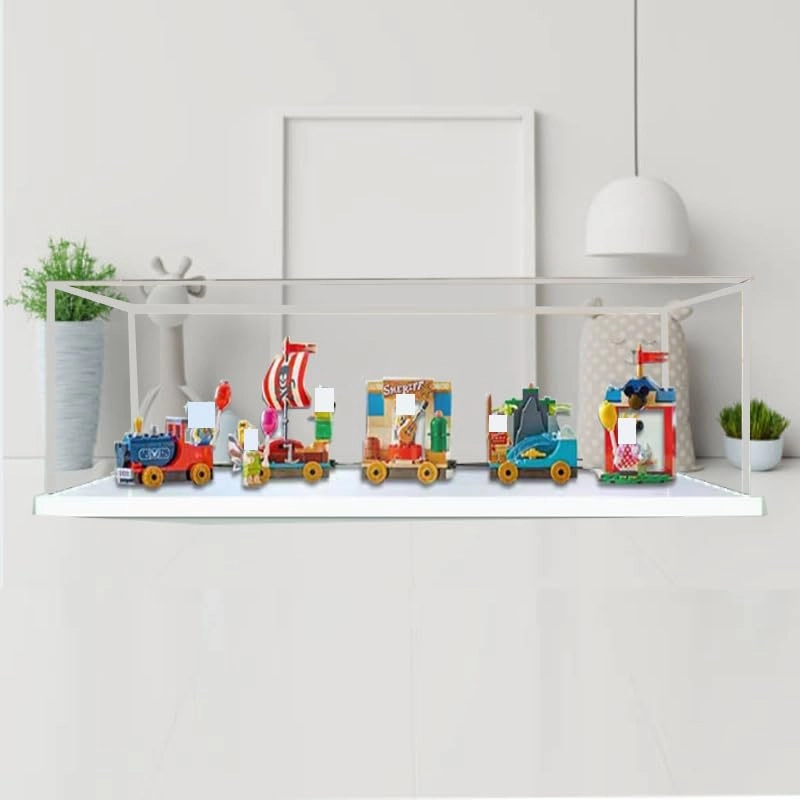 Display Case (43212) - Clear Acrylic Black Bottom+background 55x10x15cm