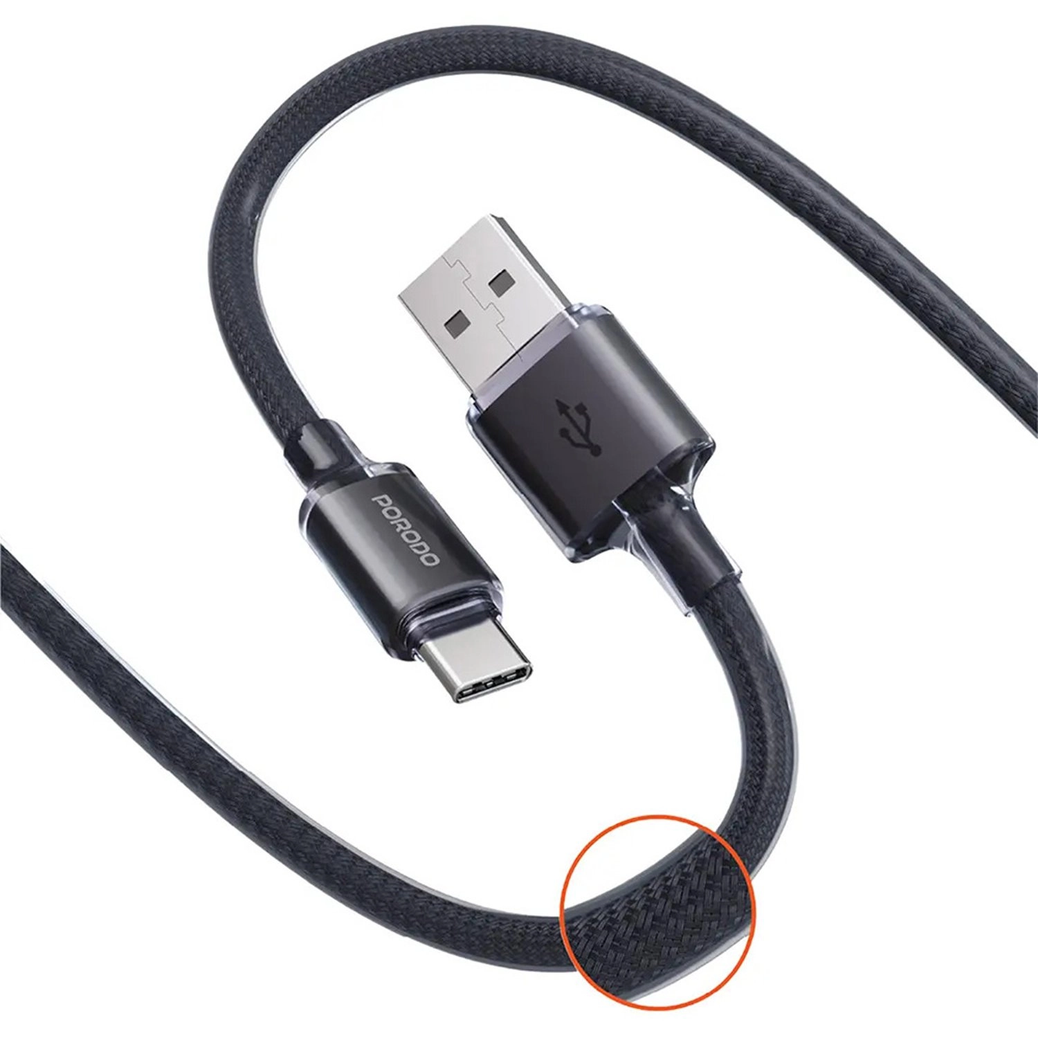 Porodo USB Cable 27W USB-A to USB-C 1m