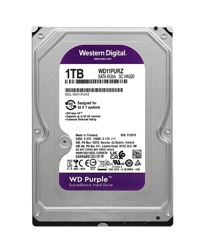 Purple Surveillance 3.5" 5400rpm 64MB SATA 6Gb/s (WD10PURZ) - 1 TB