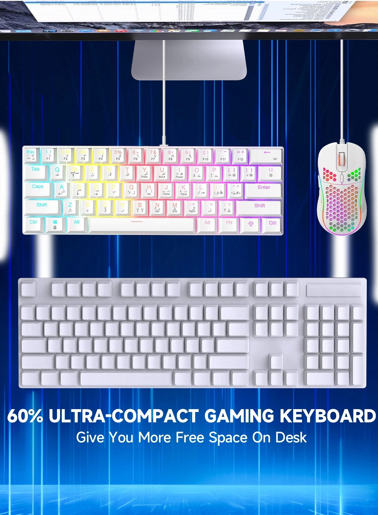 60% Gaming Keyboard + Honeycomb Optical Mouse