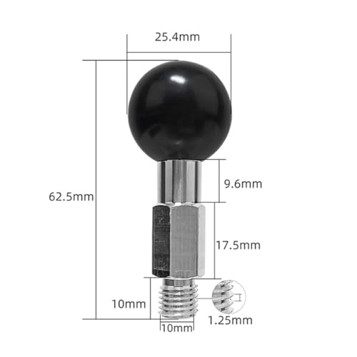 Ball Base M10X1.25 - metal 1" rubber ball
