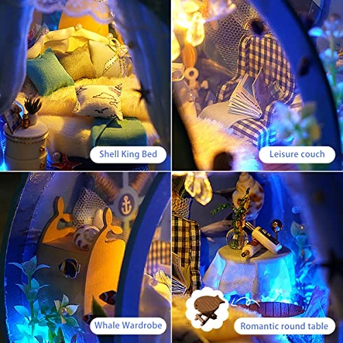 Mini Ocean Tunnel Dollhouse Kit - Wooden LED Light 18 x 16 x 14.5cm