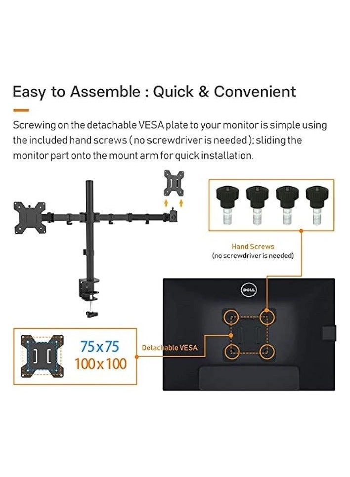 Dual Monitor Stand - 32 Inches 75x75/100x100mm