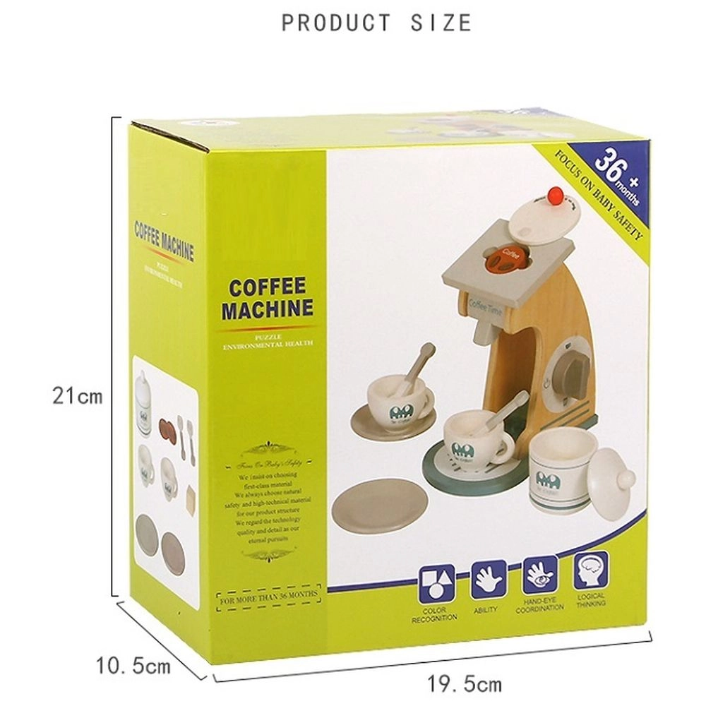 Kids Wooden Coffee Maker Toy Pretend Play Set (5551007-MSN20019)