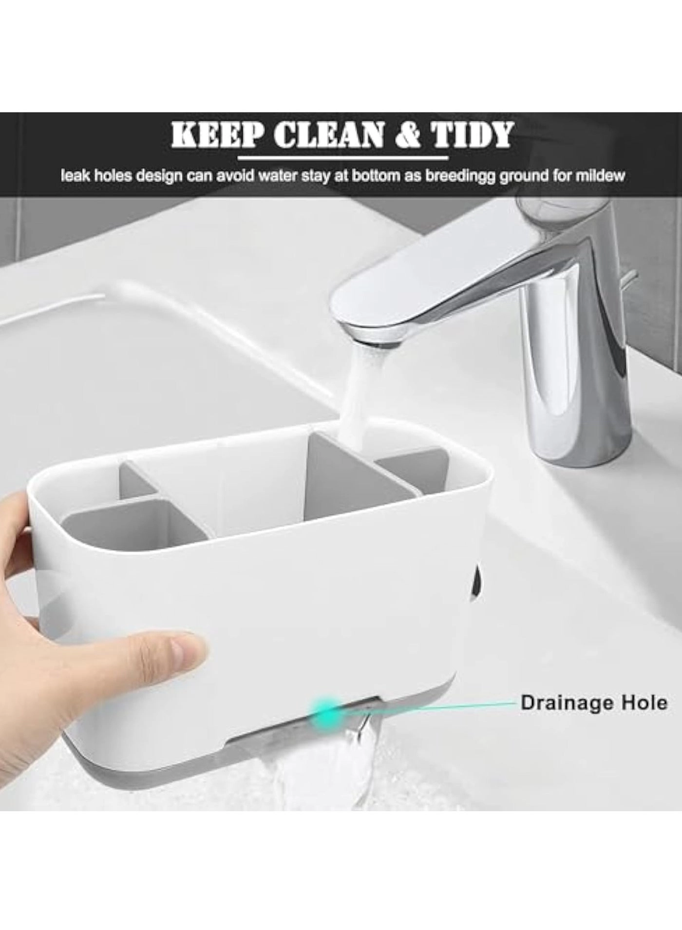 Toothbrush and Toothpaste Holder - 6 slots Drainage